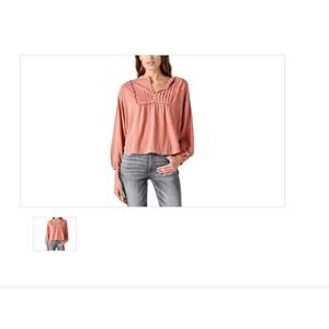 Lucky Brand Pintucked Textured Knit Top Sz XL